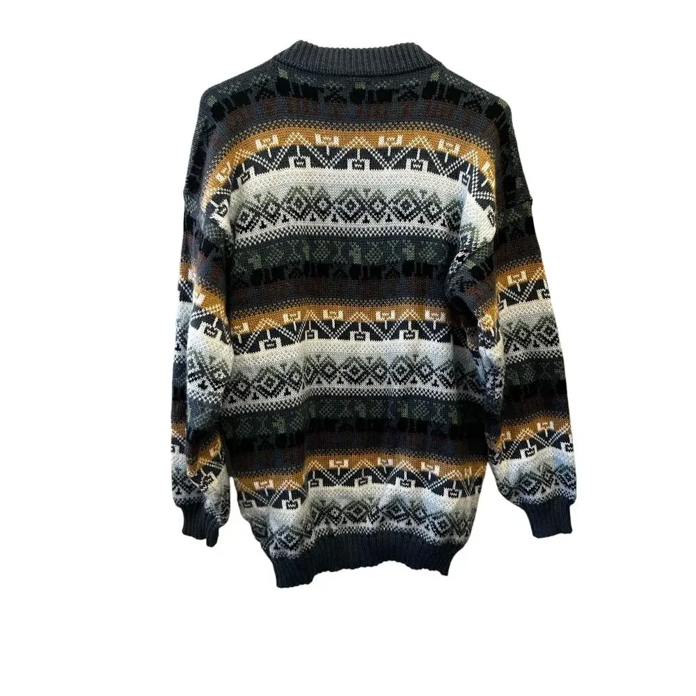 Vintage Pincho Poncho‎ Fair Isle Alpaca Wool Nordic Knit Pullover Peruvian